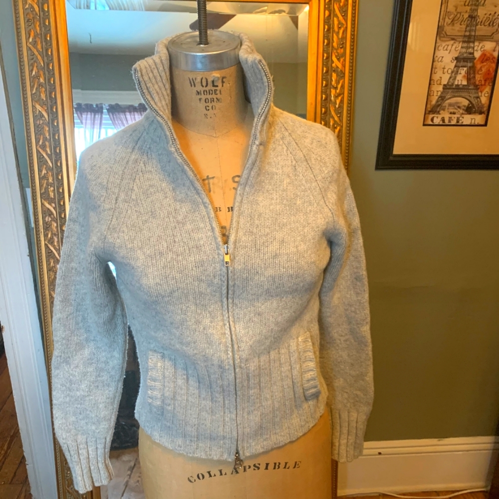 J. Crew Heather Grey Zip Up Cardigan